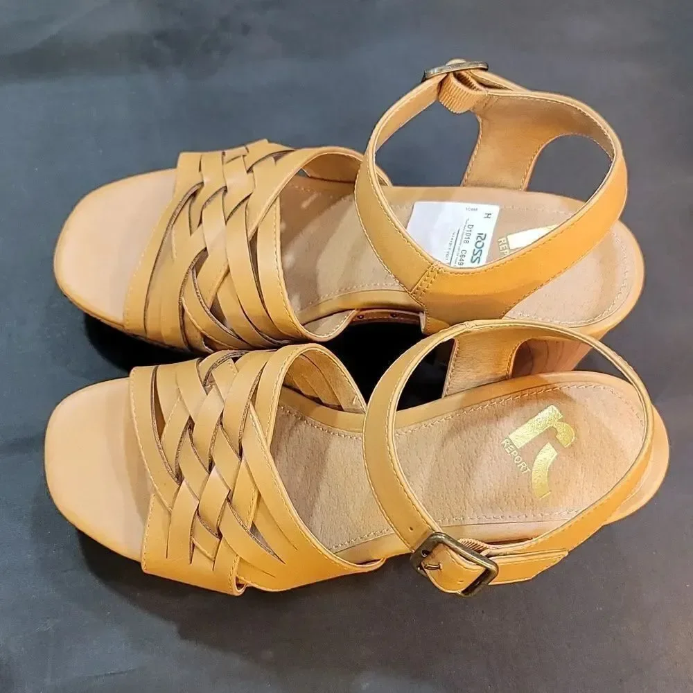 BRAND NEW REPORT BLOCK-HEEL ADJUSTABLE BUCKLE STRAP SANDAL